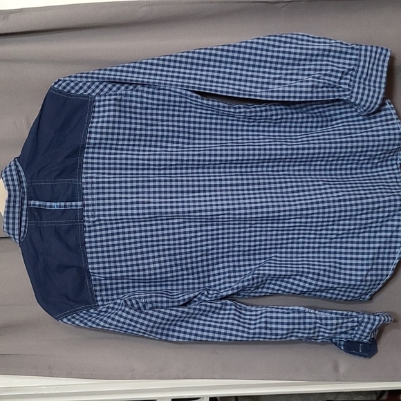 Tranquility Mayhem Men's Shirt  Blue Plaid Button Down Stretch Slim Fit Sz S EUC - Picture 5 of 5